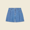 Short droit en jean à pinces denim baby bleu femme