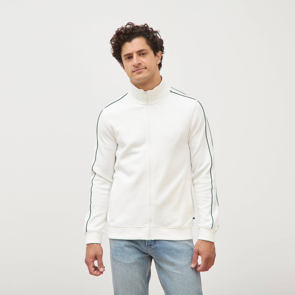 Gilet manches longues col montant ecru homme