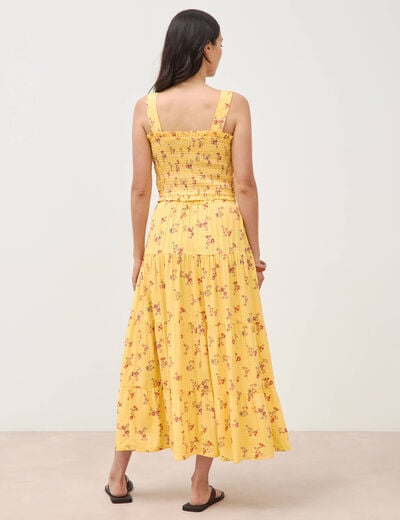 Jupe longue &eacute;vas&eacute;e fluide jaune femme