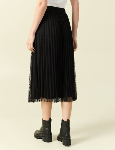 Jupe midi &eacute;vas&eacute;e tulle noir femme