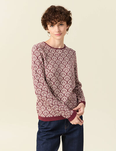Pull manches longues bordeaux femme