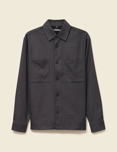 Surchemise col classique manches longues gris fonc&eacute; homme