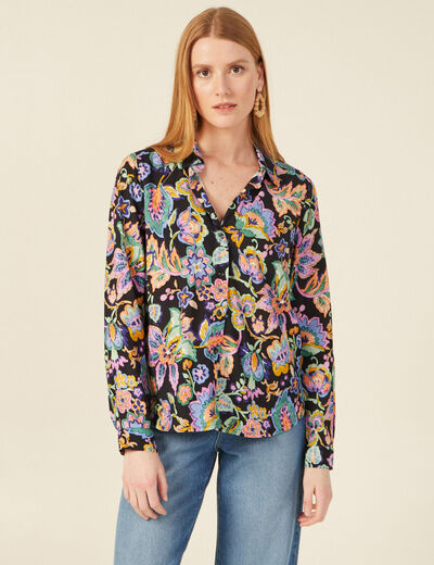 Chemise manches longues multicolore femme