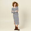 Robe tricot longue ajust&eacute;e bleu marine femme