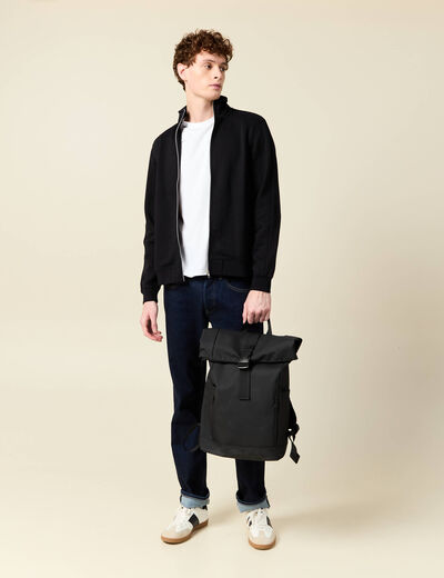 Gilet manches longues zippé noir homme