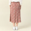 Jupe midi droite fluide bleu gris femme