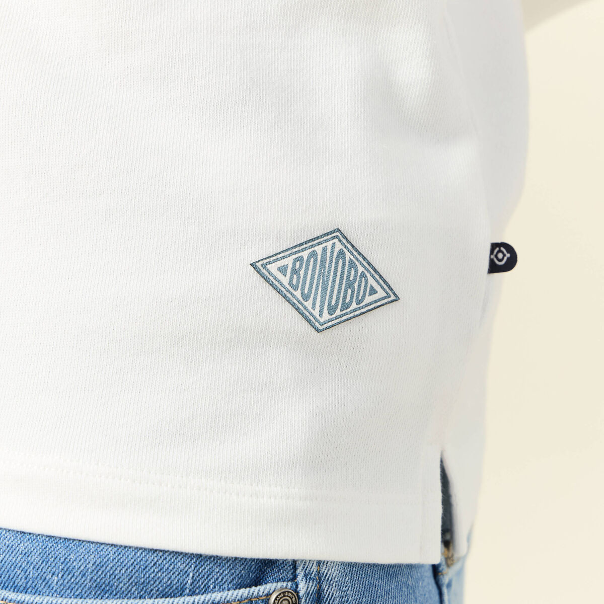 Polo manches longues ecru homme