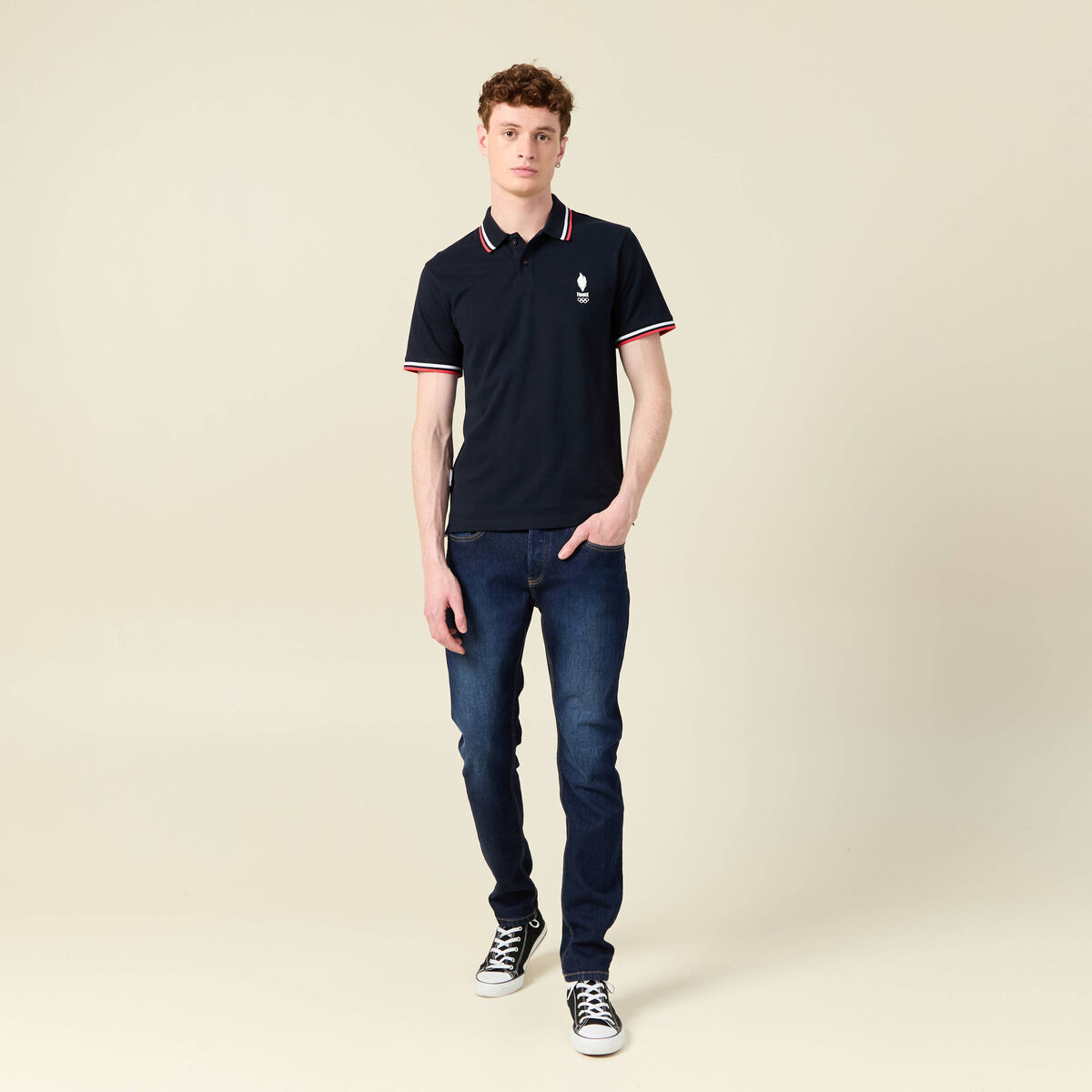 Polo manches courtes bleu marine homme