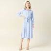 Robe longue évasée ceinturée bleu ciel femme
