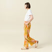 Pantalon large taille haute en coton orange corail femme