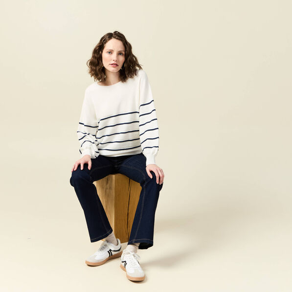 Pull manches longues bleu marine femme