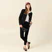 Veste tweed boutonnée noir femme