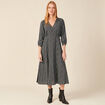 Robe droite 3/4 col v manches fluides noir femme