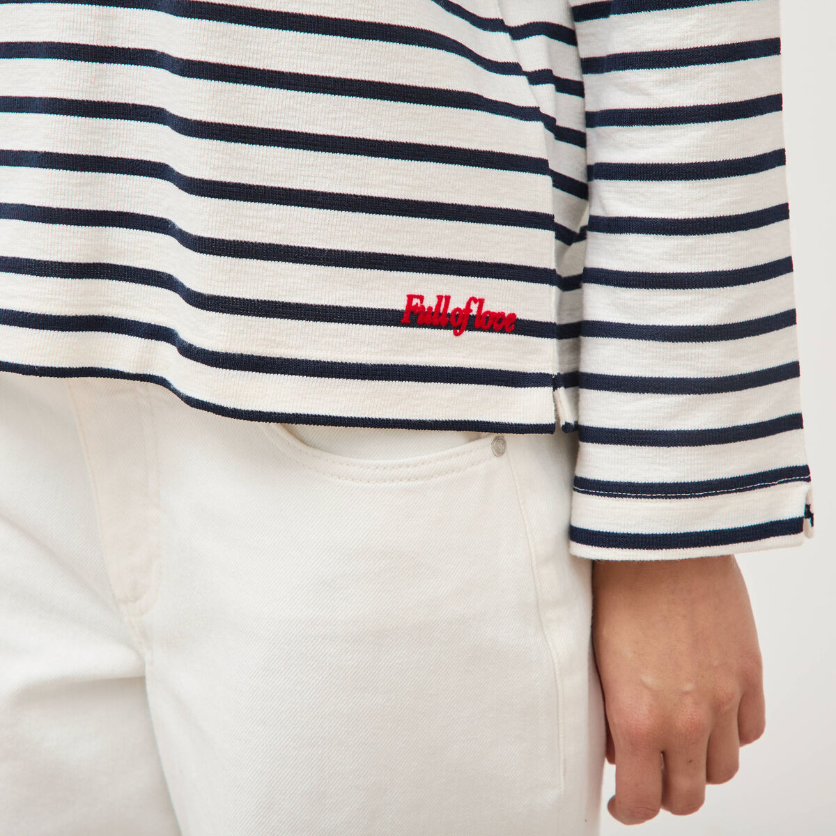 Marini&egrave;re manches longues broderie ecru femme