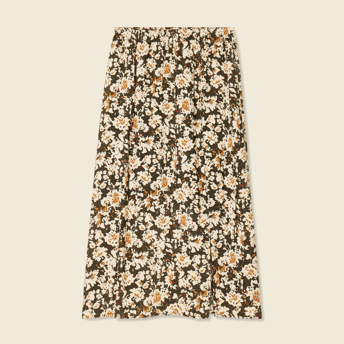 Jupe midi droite fendue noir femme