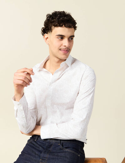 Chemise en coton manches longues blanc homme
