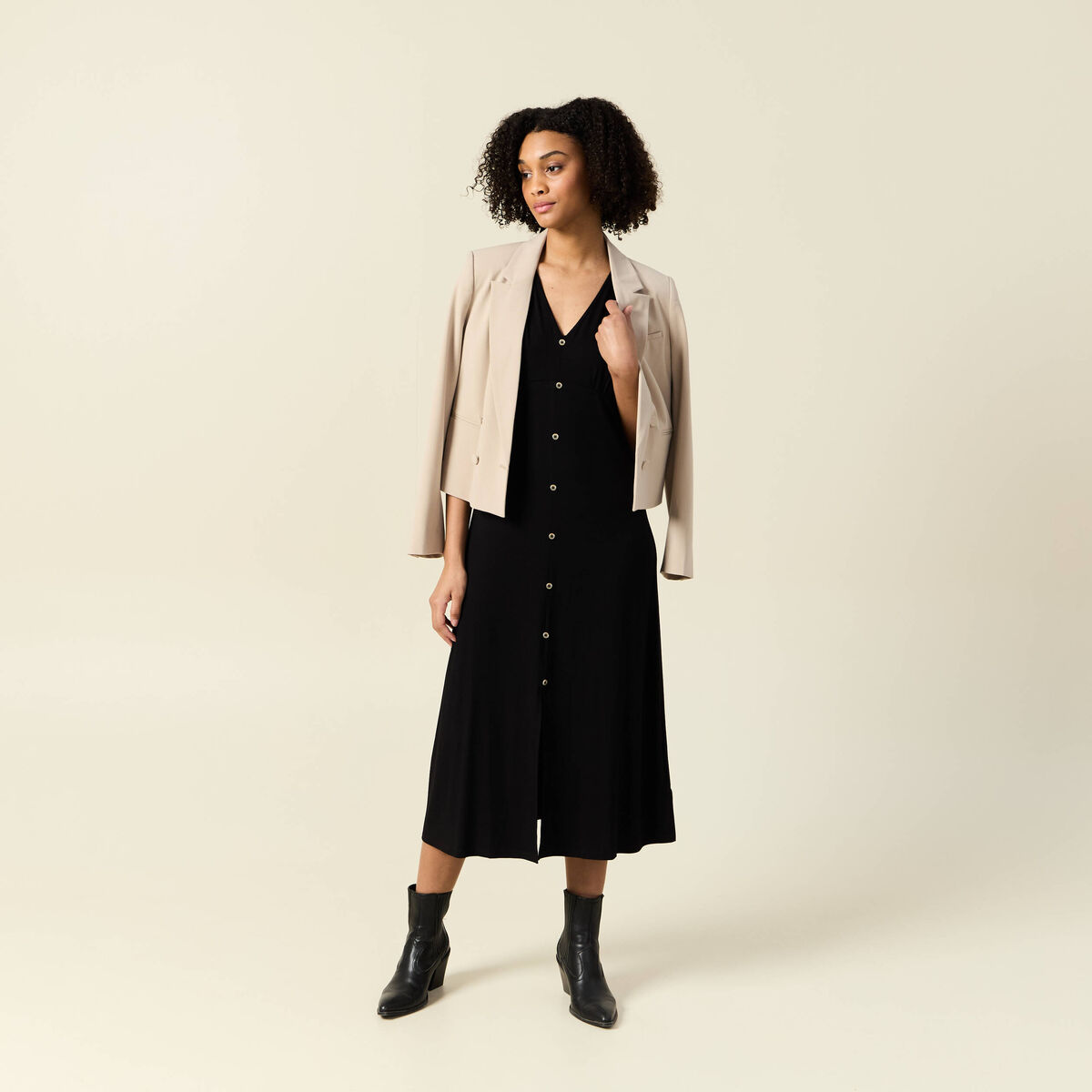 Robe longue droite noir femme