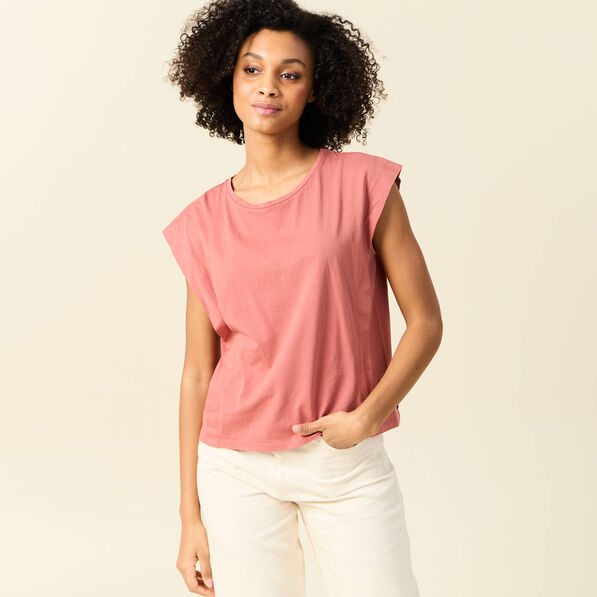 t shirt manches courtes rouge fonce femme T-shirt manches courtes rouge foncé femme