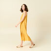 Robe longue évasée fluide jaune femme