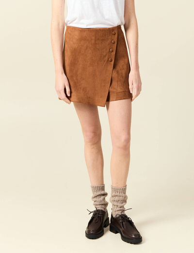 Jupe-short taille haute camel femme