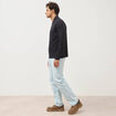 Polo droit manches longues noir homme