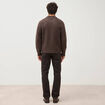 Pull droit manches longues marron fonc&eacute; homme