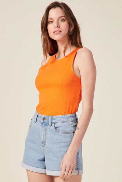 Débardeur bretelles larges orange femme