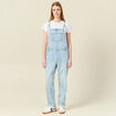 Salopette droite en jean denim used femme