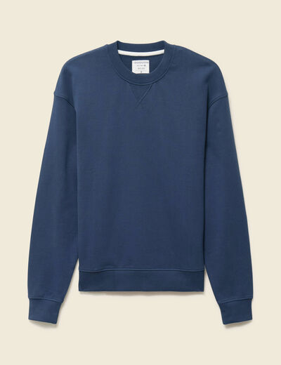 Sweat manches longues en coton bleu marine homme