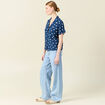 Chemise manches courtes bleu marine femme