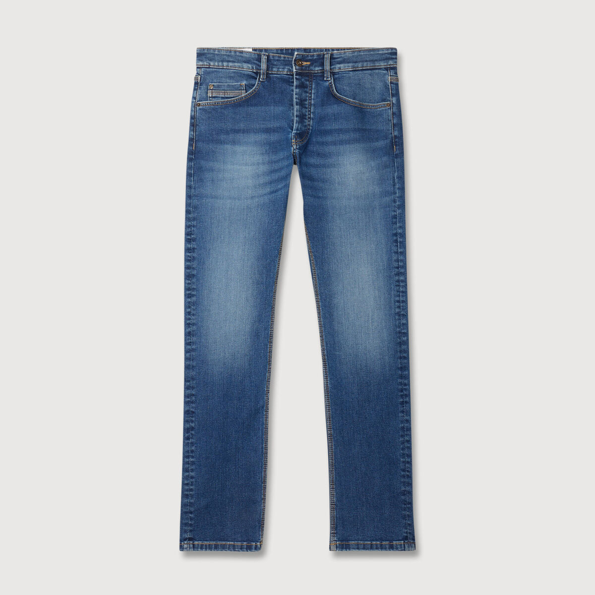 Jeans straight 5 poches denim stone homme