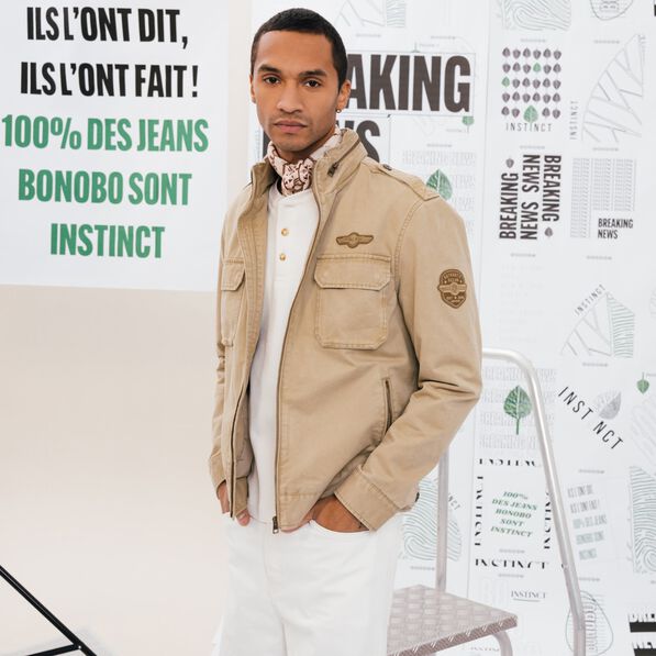 blouson style biker zippe beige homme Blouson style biker zippé beige homme