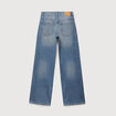 Jeans wide leg strass taille standard bleu femme