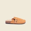Mules plates su&eacute;dine camel femme