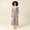 Robe col V manches longues bleu femme
