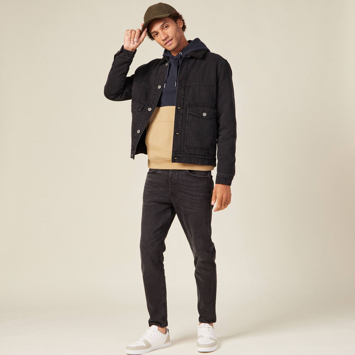Sweat à capuche bleu marine homme