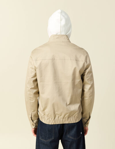 Blouson col montant manches longues beige homme