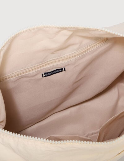 Besace bandouli&egrave;re pliss&eacute;e creme femme