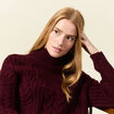 Pull manches longues col roulé rouge foncé femme