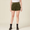 Short droit en velours vert kaki femme