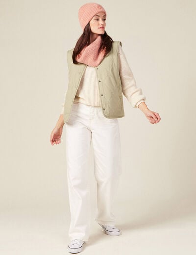 Blouson réversible boutonné vert kaki femme