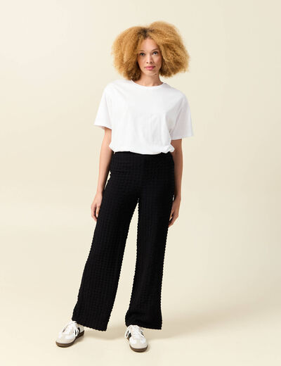 Pantalon loose taille haute fluide noir femme