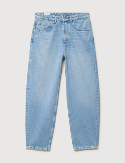 Jeans large longueur 32 en coton denim bleach homme