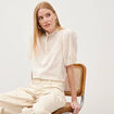 Chemise en coton manches coude creme femme