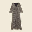 Robe longue évasée manches 3/4 noir femme