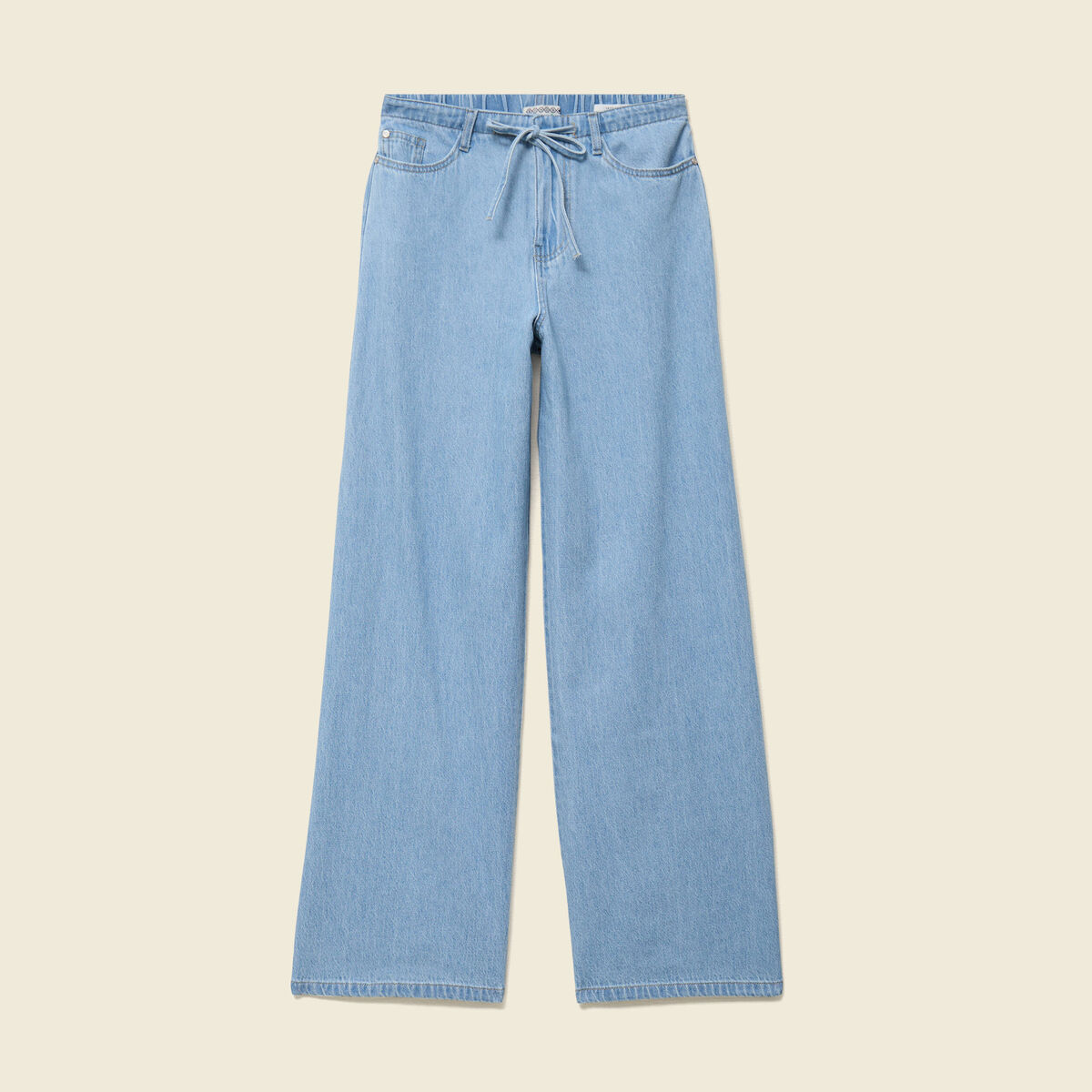 Jeans large taille standard en coton denim bleach femme