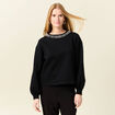 Sweat manches longues perles noir femme