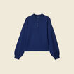 Sweat manches longues col polo bleu foncé femme
