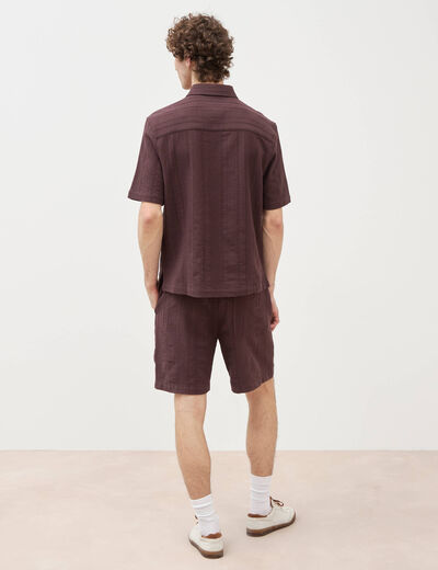 Chemise boyfriend manches courtes marron fonc&eacute; homme