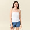 Bustier cropped à bretelles blanc femme